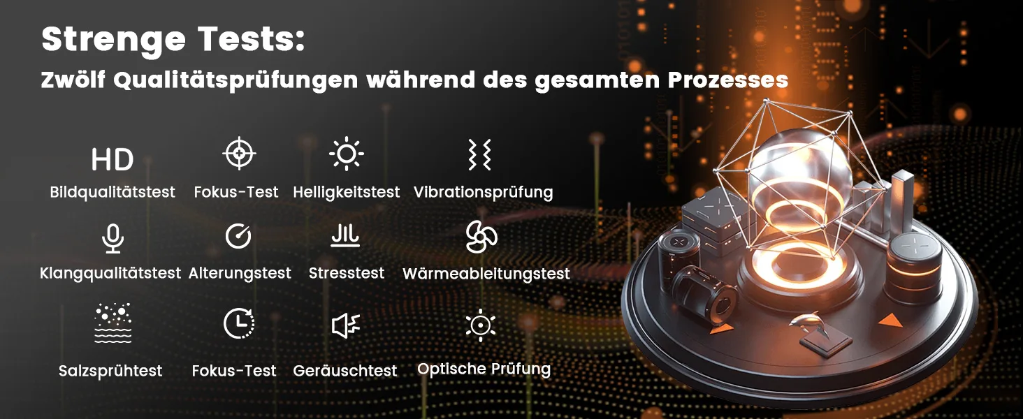 Übersicht der zwölf Qualitätsprüfungen des ONO3 Pro